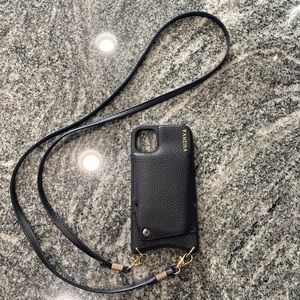 Black iPhone 11 cross body phone case